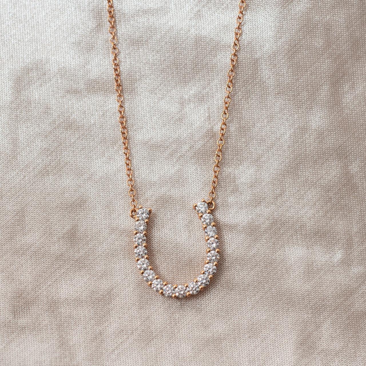 Diamond Maxi Horseshoe necklace, rose gold