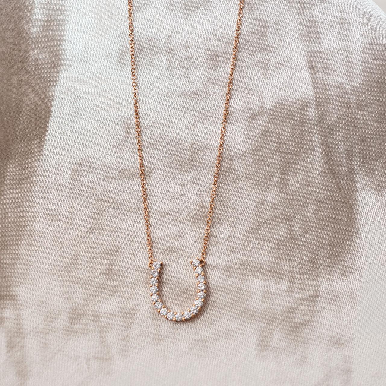 Diamond Maxi Horseshoe necklace, rose gold