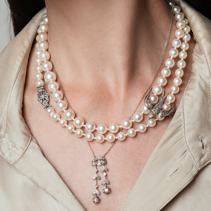 Akoya pearls with Art Deco Diamond clasp