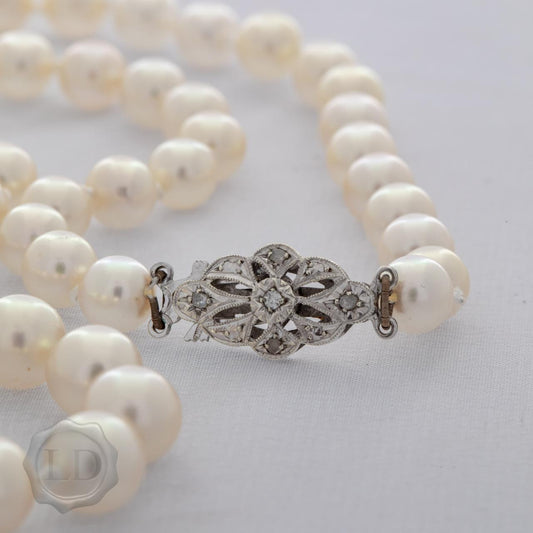 Akoya pearls with Art Deco Diamond clasp Akoya pearls with Art Deco Diamond clasp