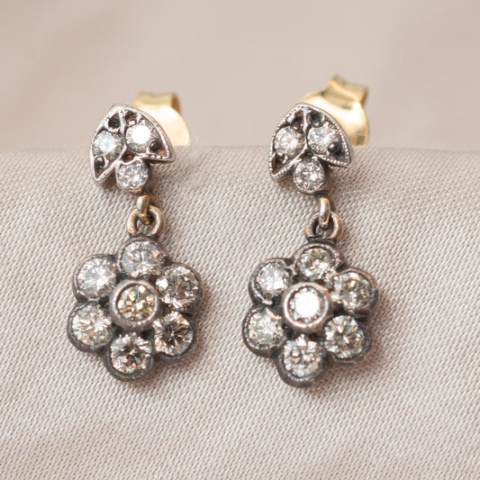 Diamond daisy drop earrings Diamond daisy drop earrings