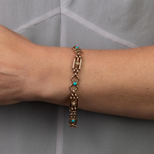 Infinity turquoise & pearl gatelink bracelet Infinity turquoise & pearl gatelink bracelet