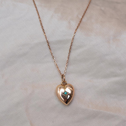 Turquoise puff heart pendant