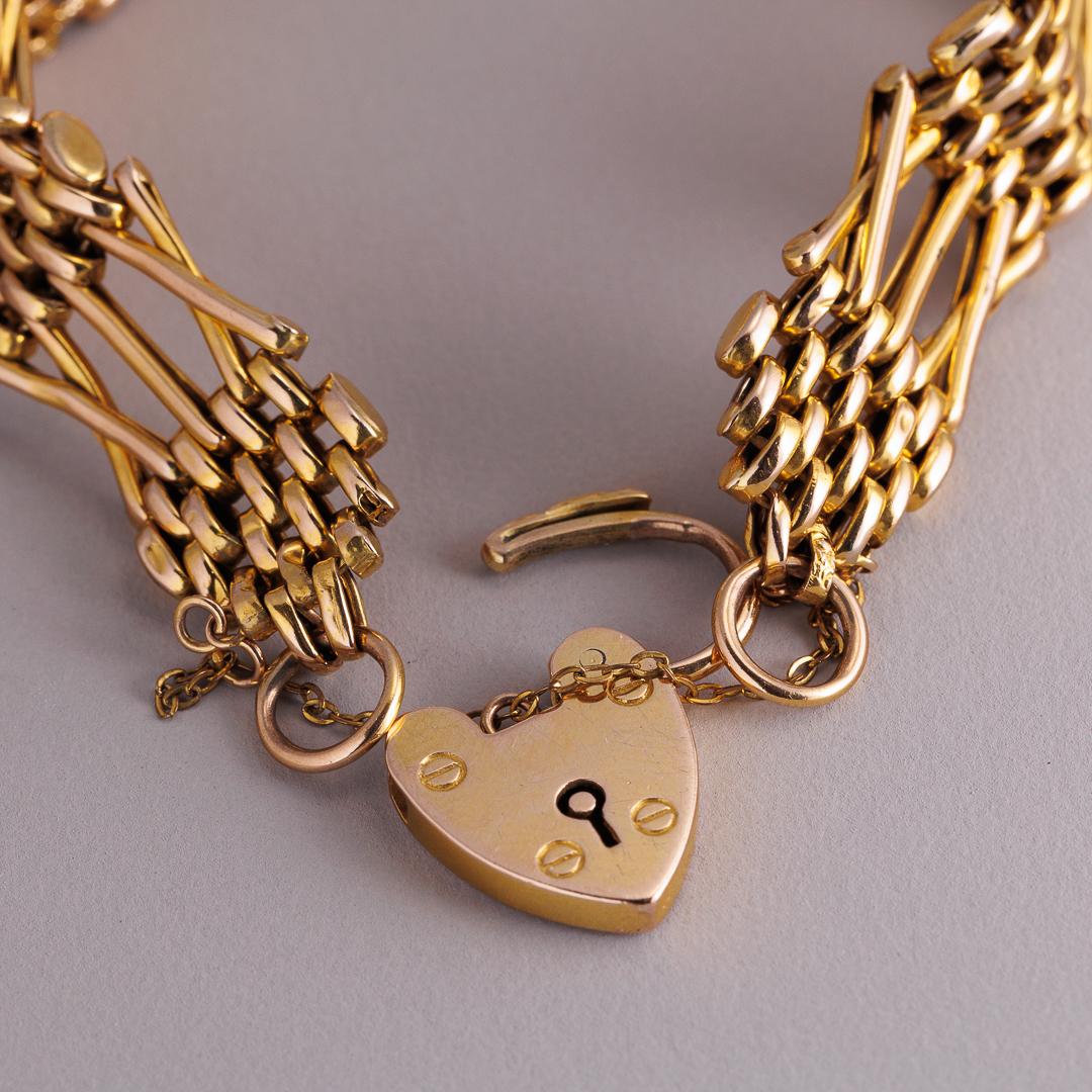 Antique gate link padlock bracelet