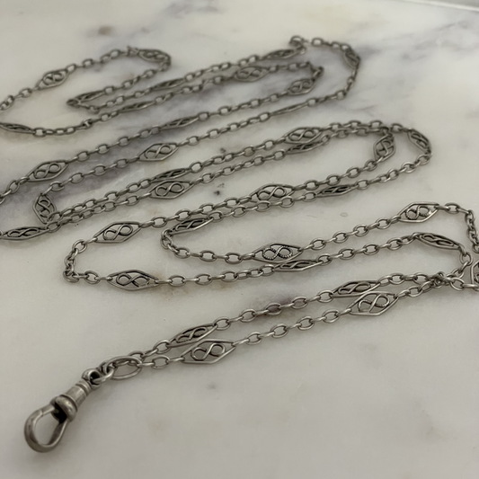 French antique silver chain 130cm French antique silver chain 130cm