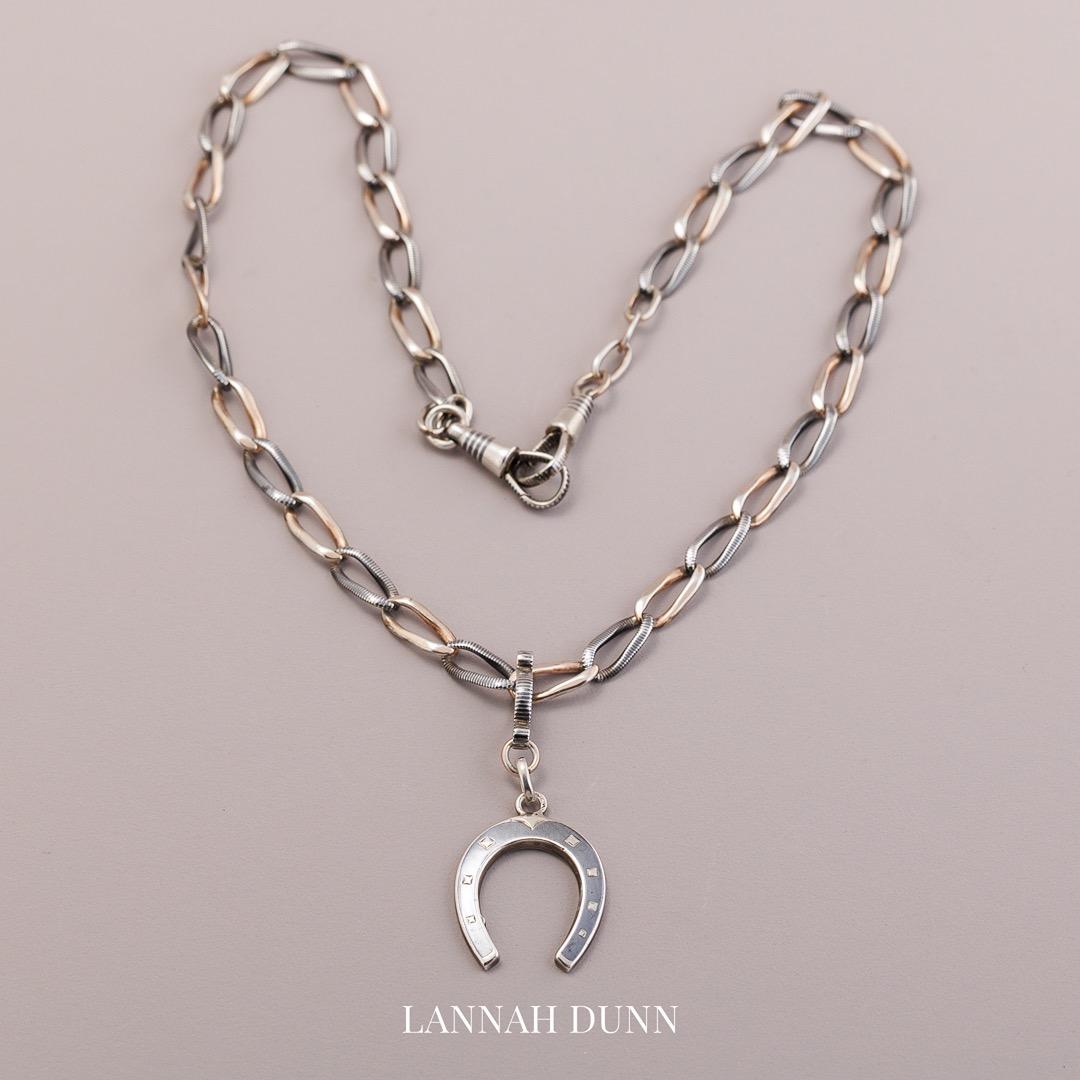 Antique Niello horseshoe necklace