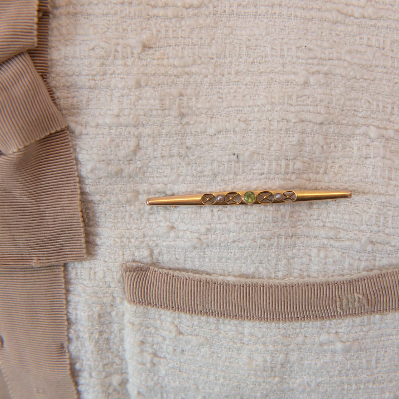 Peridot bar brooch