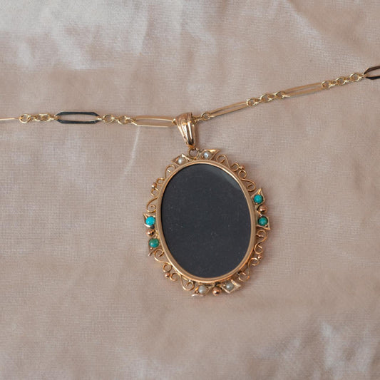 Turquoise & Pearl locket Turquoise & Pearl locket