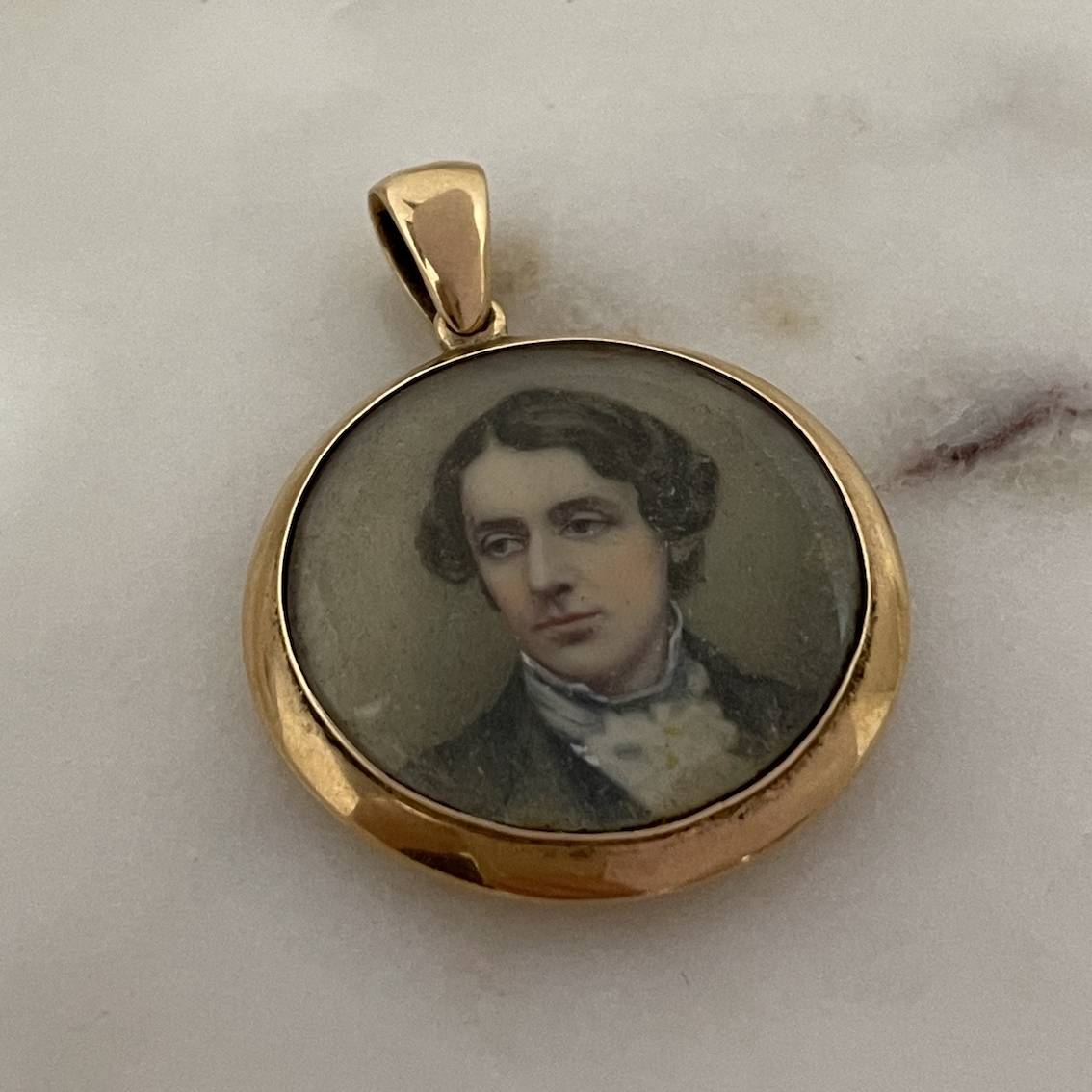 Antique locket with painting miniature