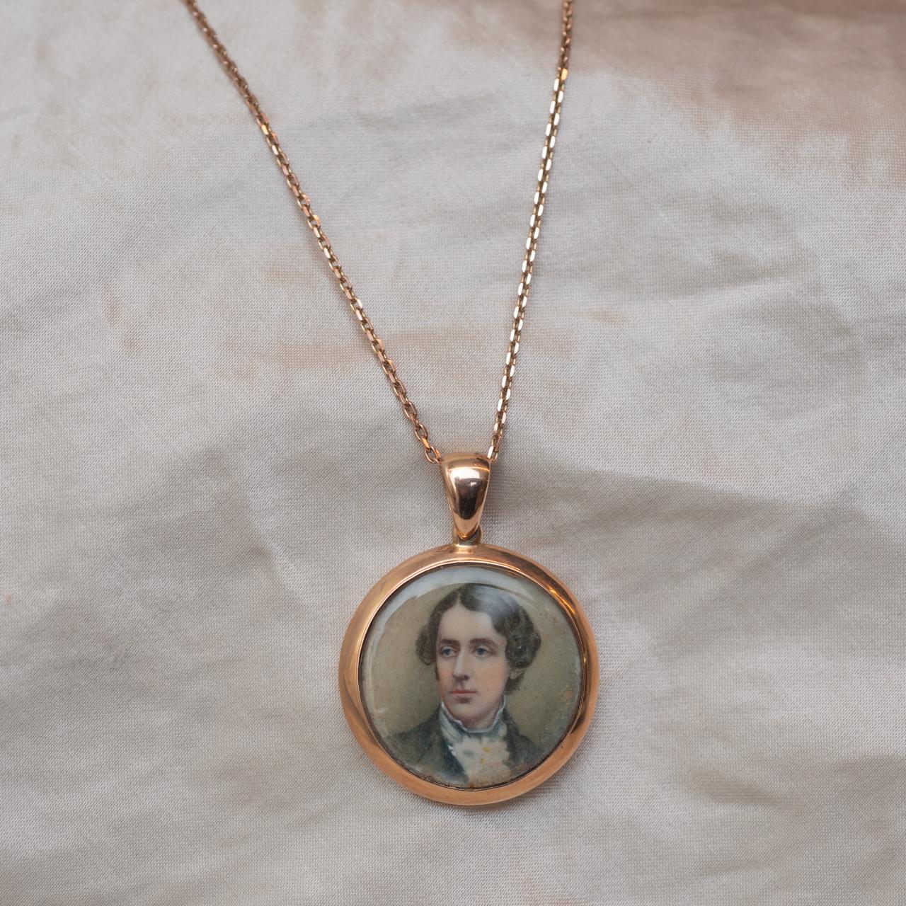 Antique locket with painting miniature