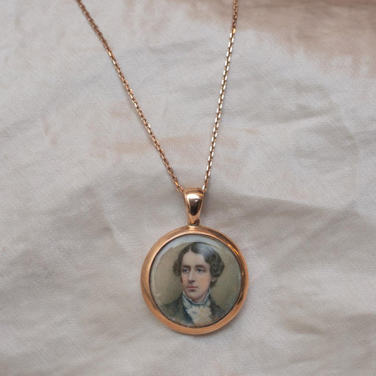 Antique locket with painting miniature Antique locket with painting miniature