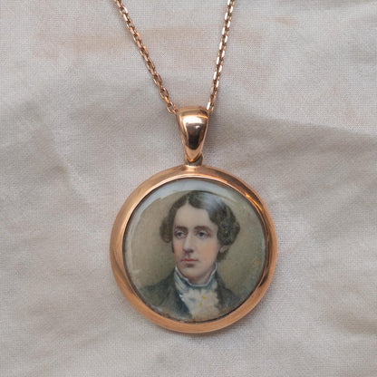 Antique locket with painting miniature