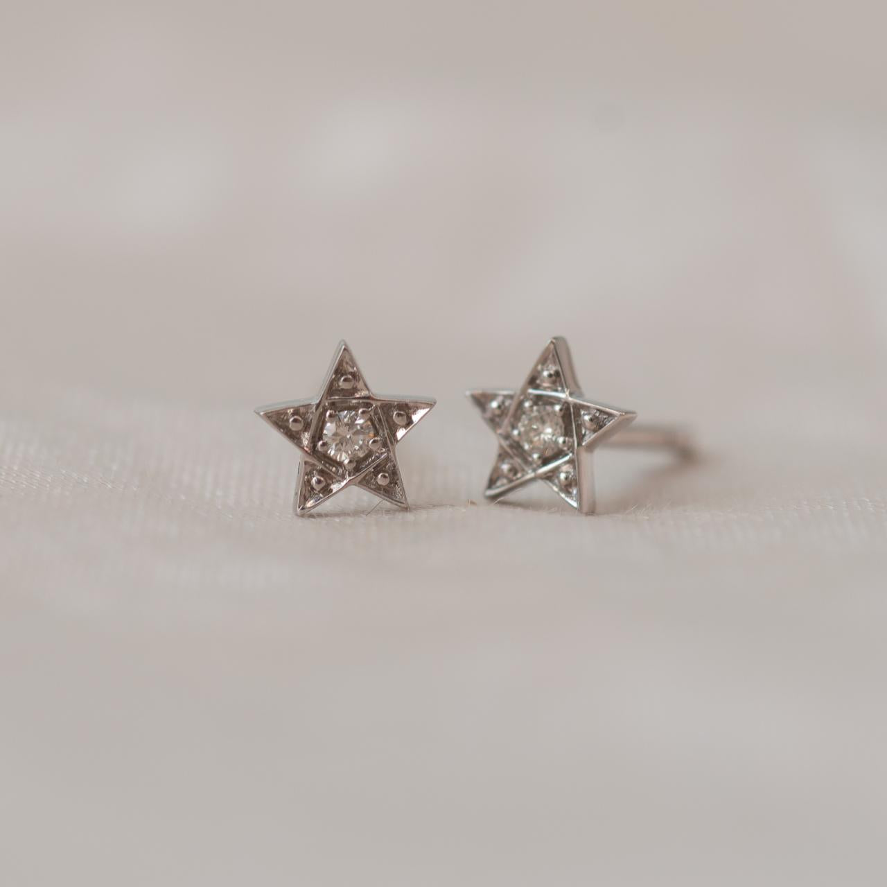 Lucette Diamond Star Stud Earrings, white gold