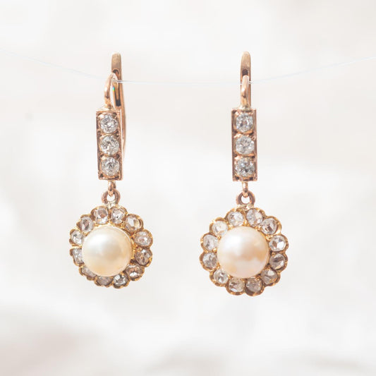 pearl & diamond French drop earrings pearl & diamond French drop earrings