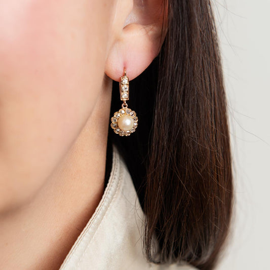 pearl & diamond French drop earrings pearl & diamond French drop earrings