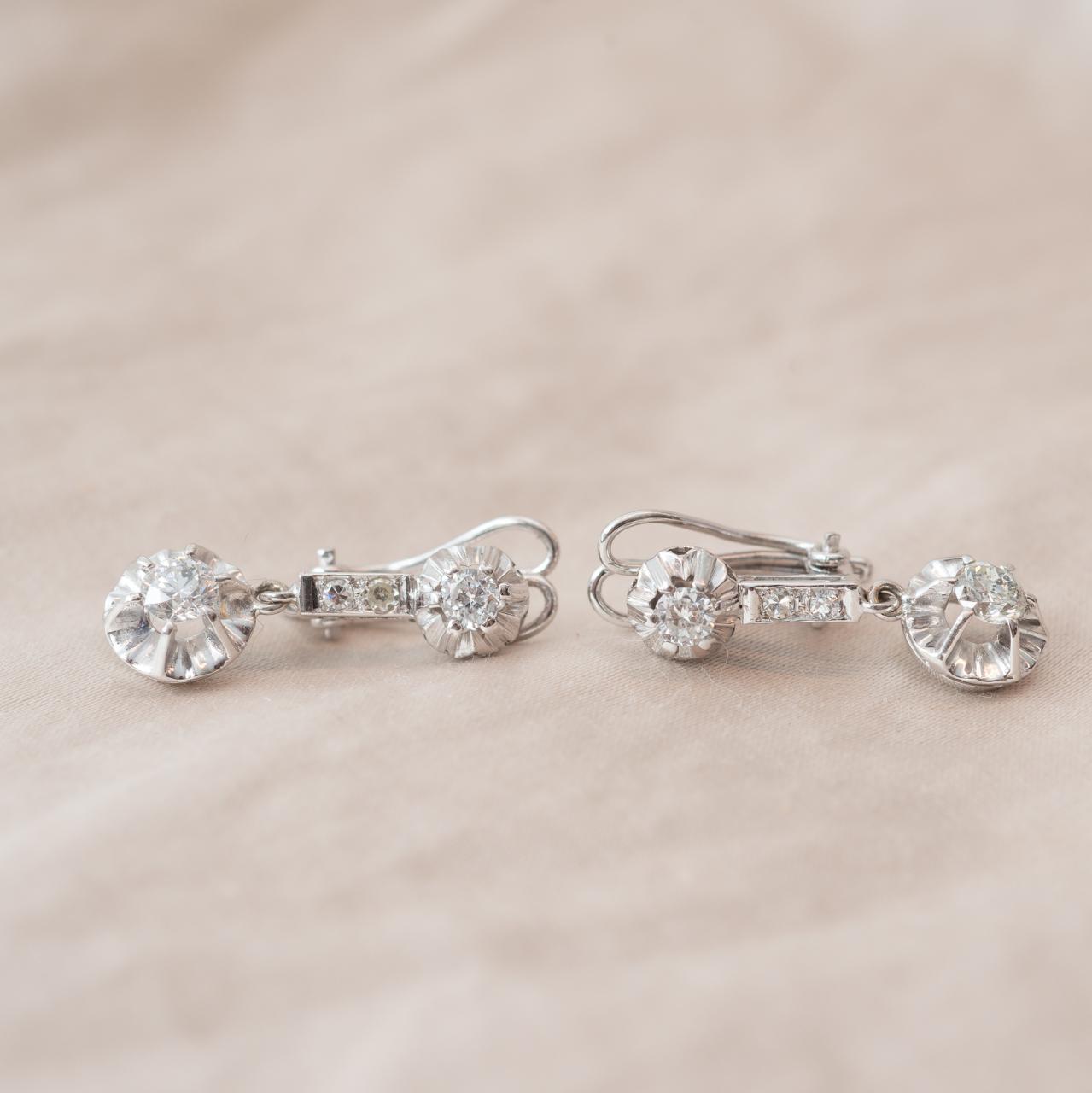 18ct antique diamond drop earrings