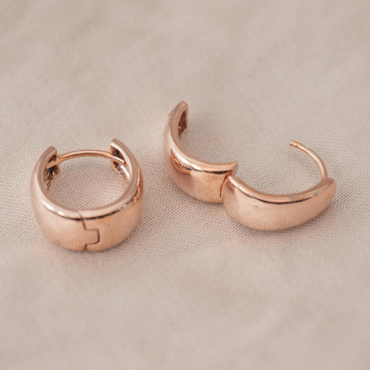 Taper Huggie earrings, rose gold Taper Huggie earrings, rose gold