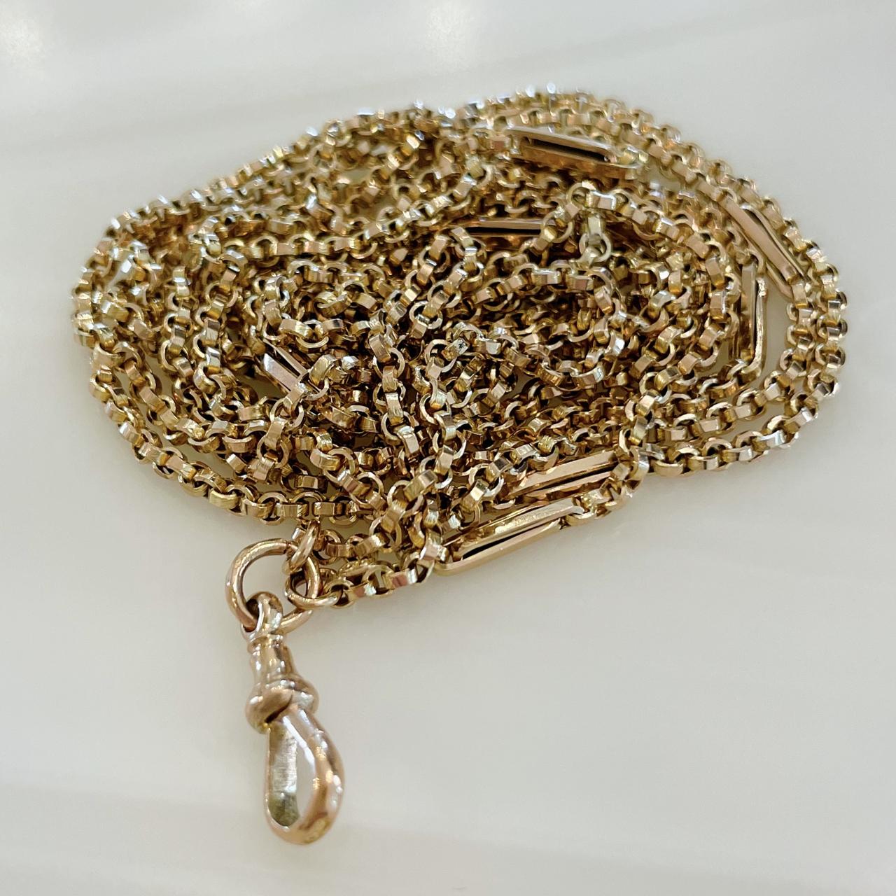 Antique Gold Faceted Fancy Belcher Chain Necklace