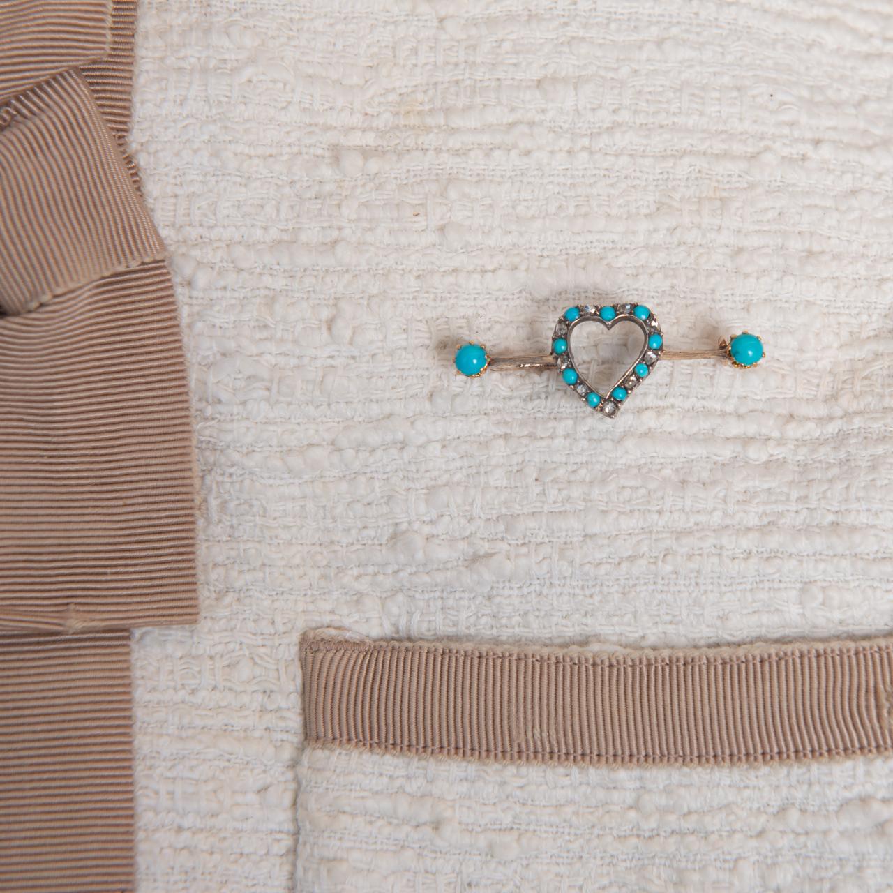 Turquoise and diamond collar pin