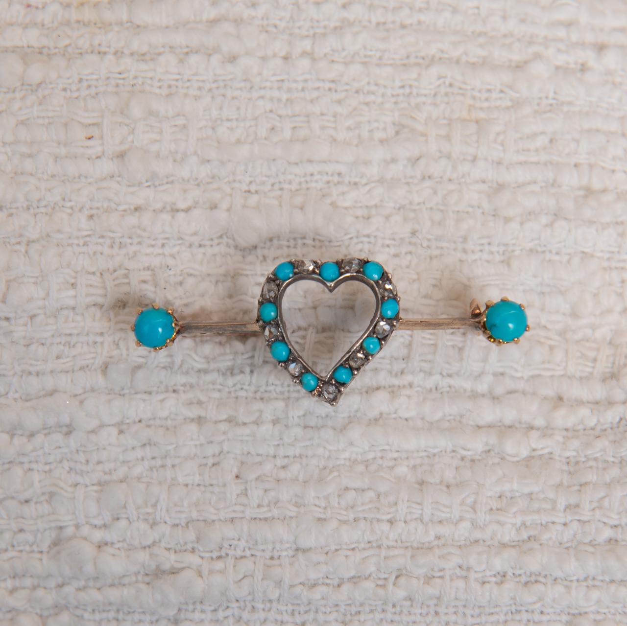 Turquoise and diamond collar pin