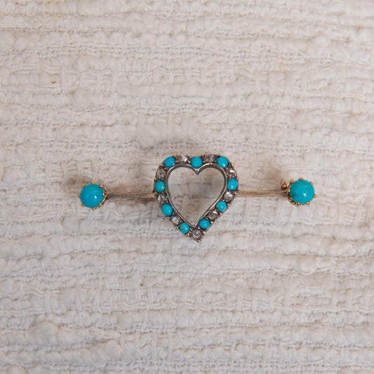 Turquoise and diamond collar pin Turquoise and diamond collar pin