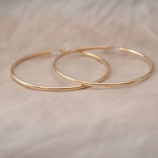 Extra Large yellow gold 50mm JLo hoops Extra Large yellow gold 50mm JLo hoops