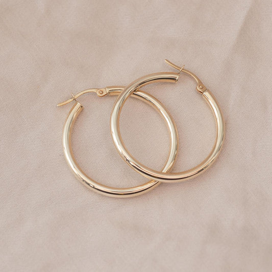 Medium 25mm yellow gold classic hoops Medium 25mm yellow gold classic hoops