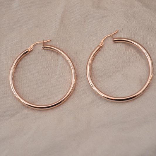 Large 30mm rose gold classic hoops Large 30mm rose gold classic hoops