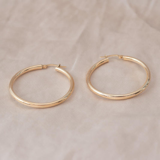 Large 30mm yellow gold classic hoops Large 30mm yellow gold classic hoops