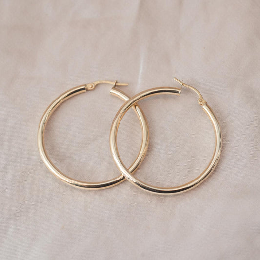 Large 30mm yellow gold classic hoops Large 30mm yellow gold classic hoops