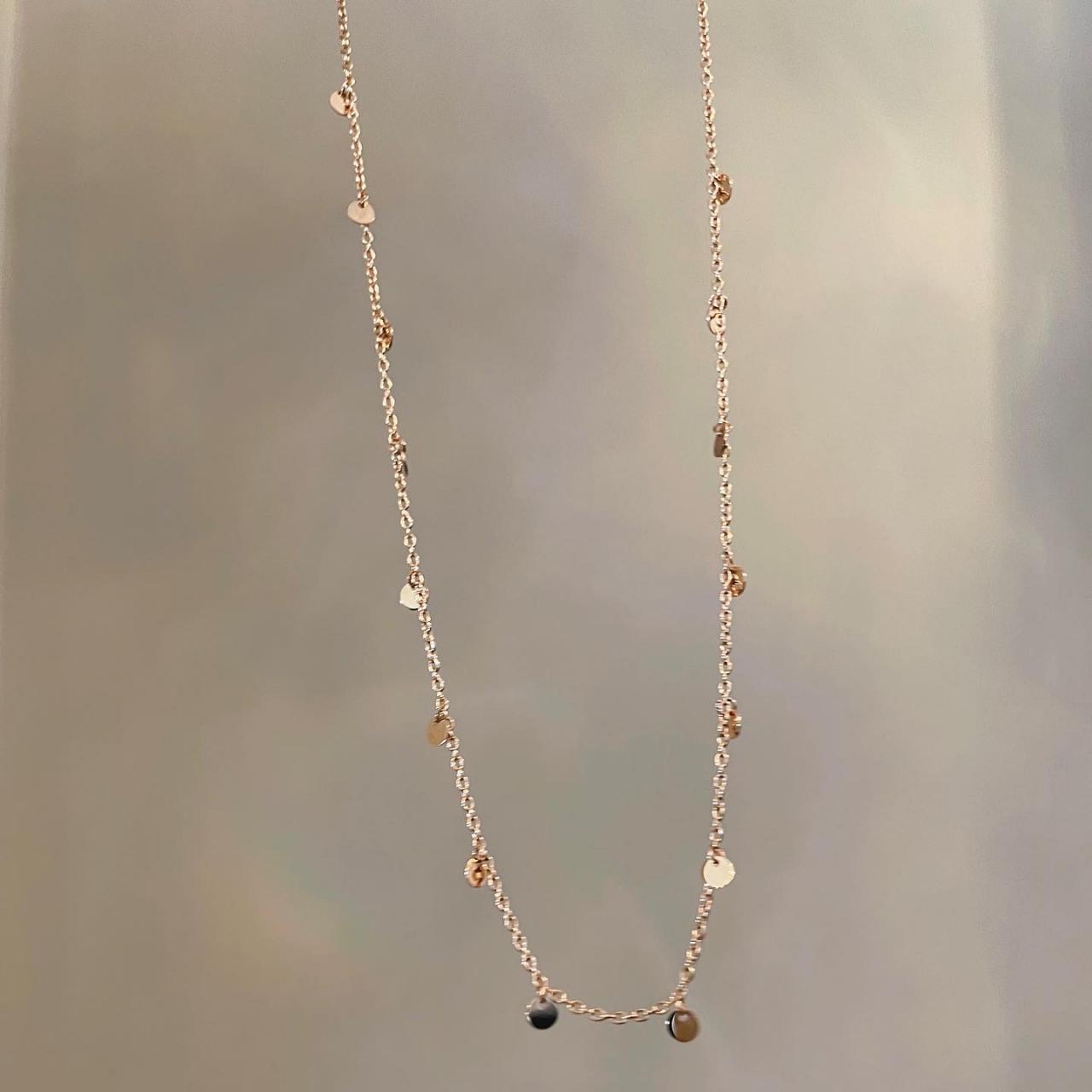 Rose Gold Charm Disc Necklace