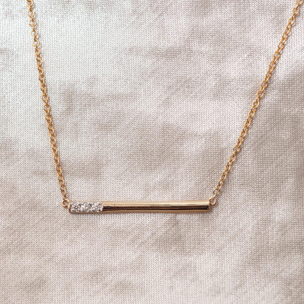 Gold Diamond Bar Necklace