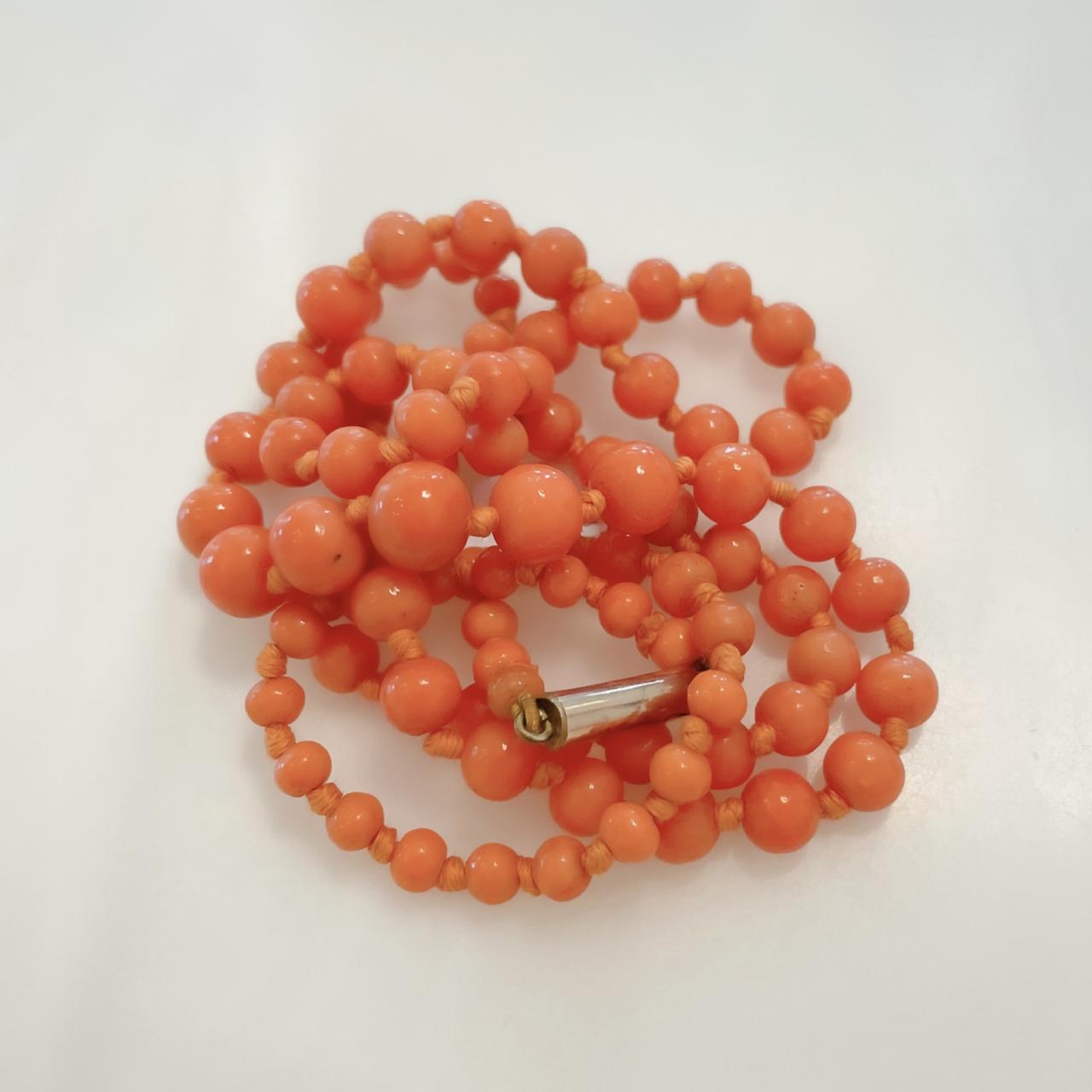Antique Pink Coral Bead Necklace