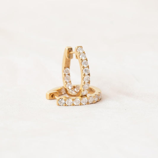 LD Back & Front diamond horseshoe hoops, yellow gold LD Back & Front diamond horseshoe hoops, yellow gold