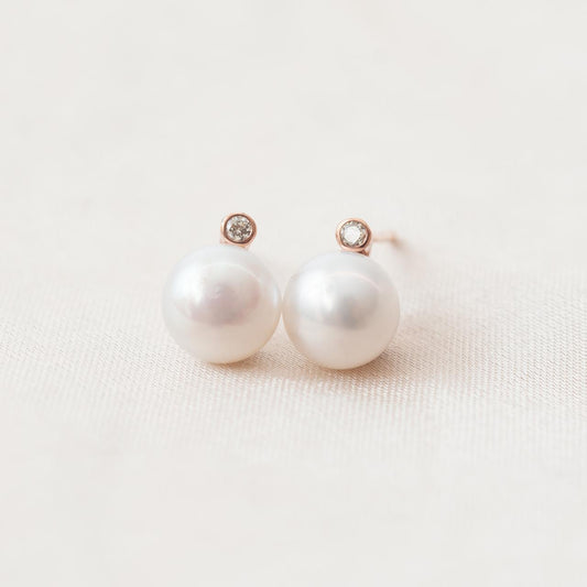 LD Pearl & Diamond stud, rose gold LD Pearl & Diamond stud, rose gold