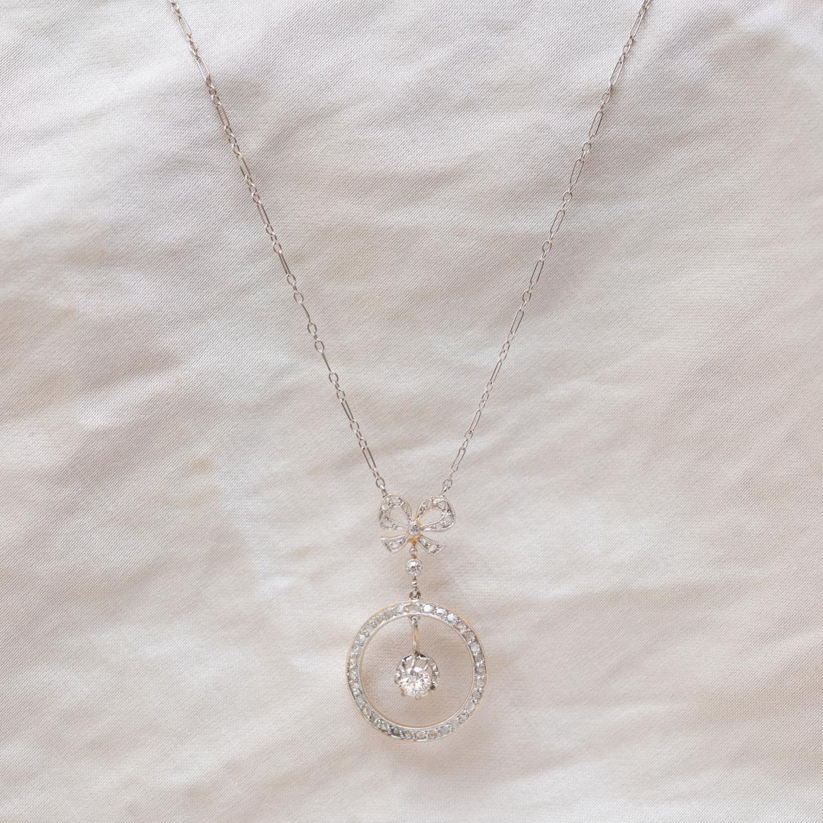 Art Deco diamond French platinum eternity necklace