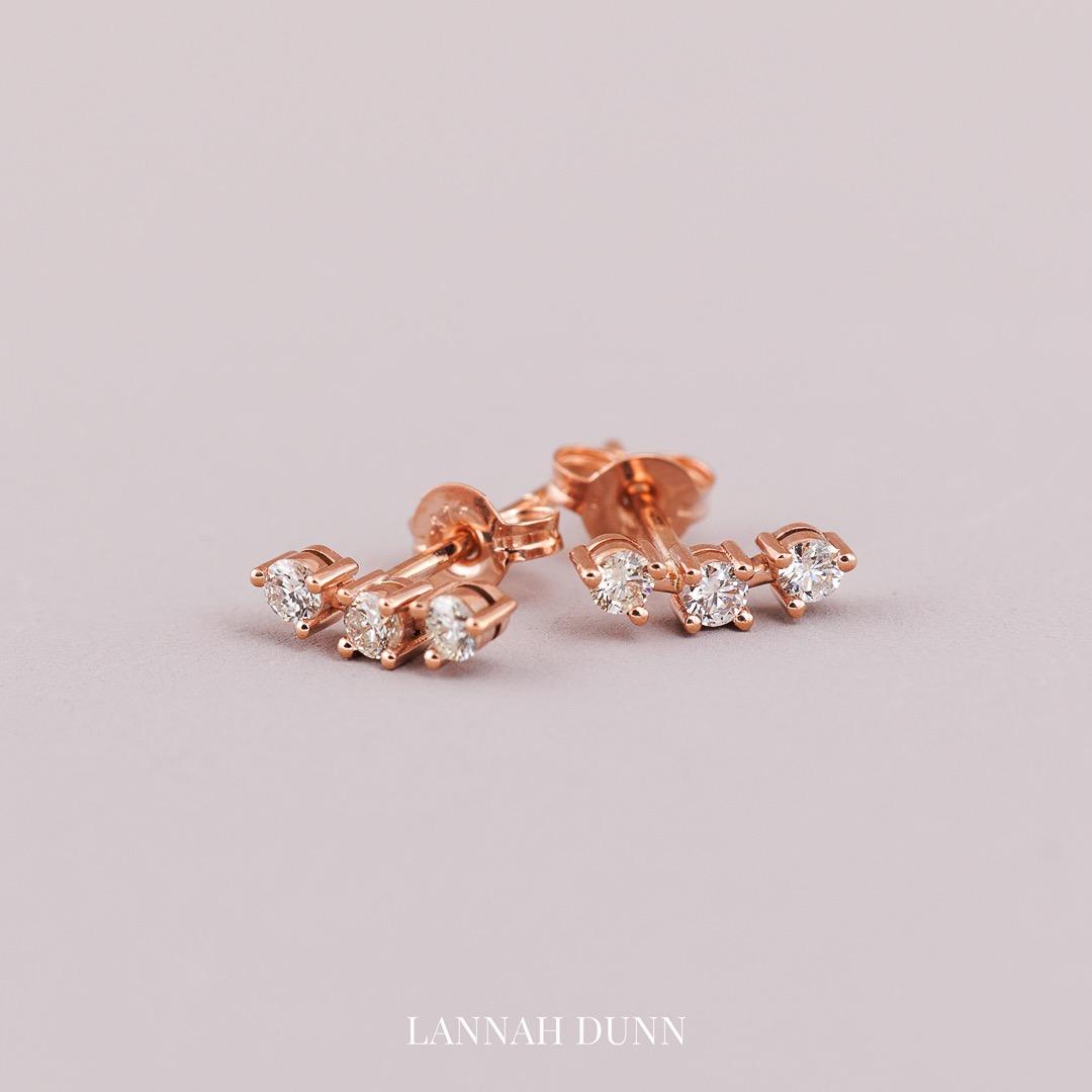 LD maxi diamond trio stud earrings , rose gold