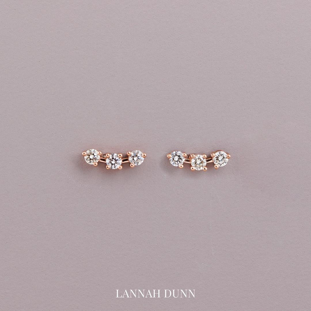 LD maxi diamond trio stud earrings , rose gold