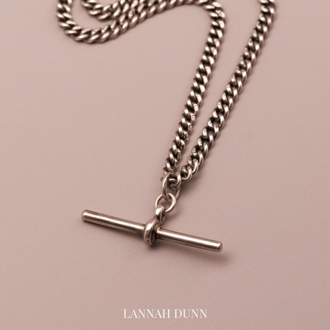 Sterling silver antique Fob chain with T-bar