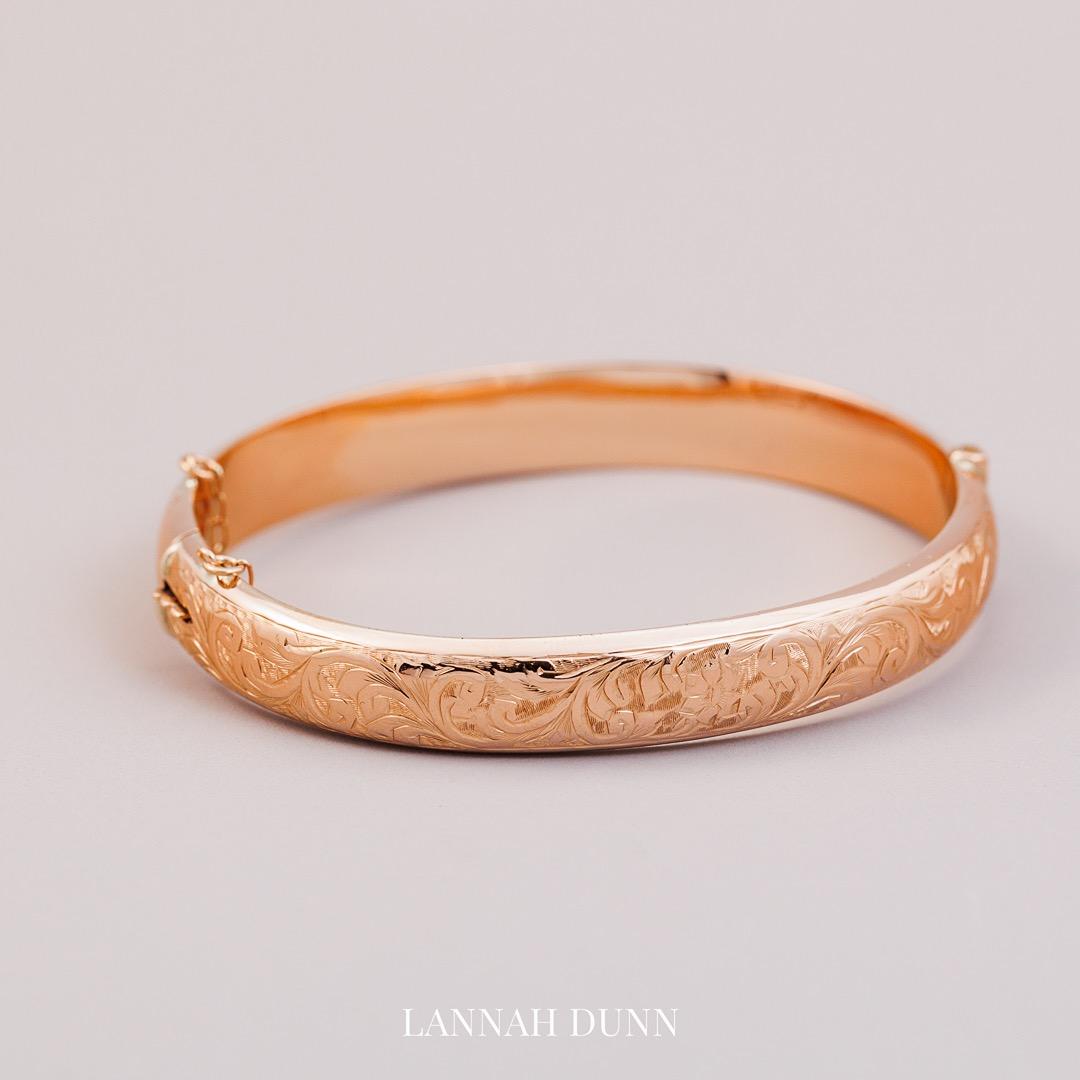 Antique English engraved top hinged bangle
