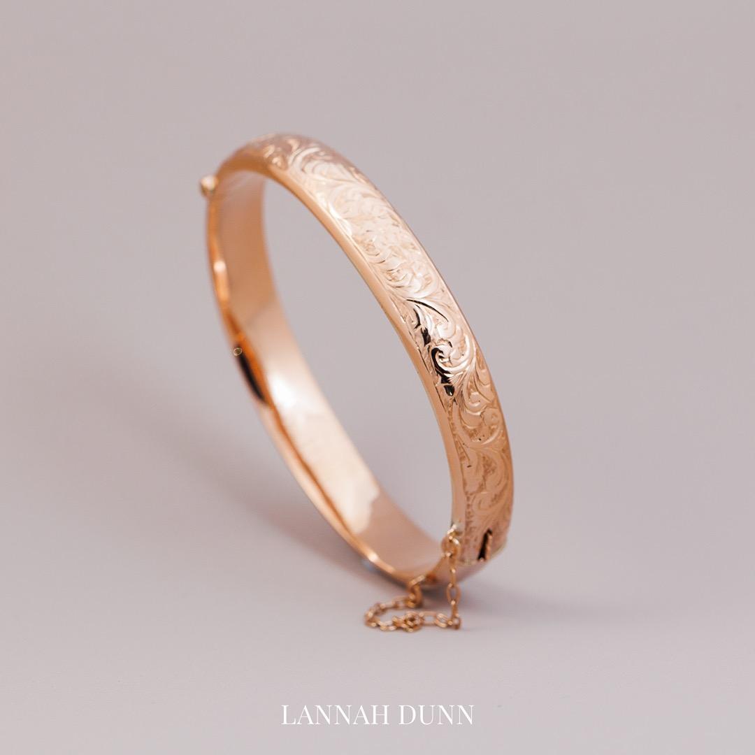 Antique English engraved top hinged bangle