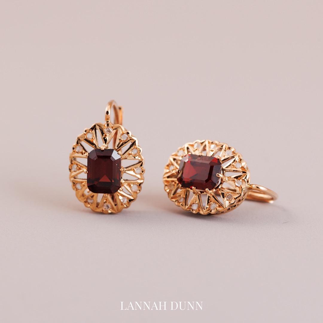 Garnet & Diamond cluster earrings