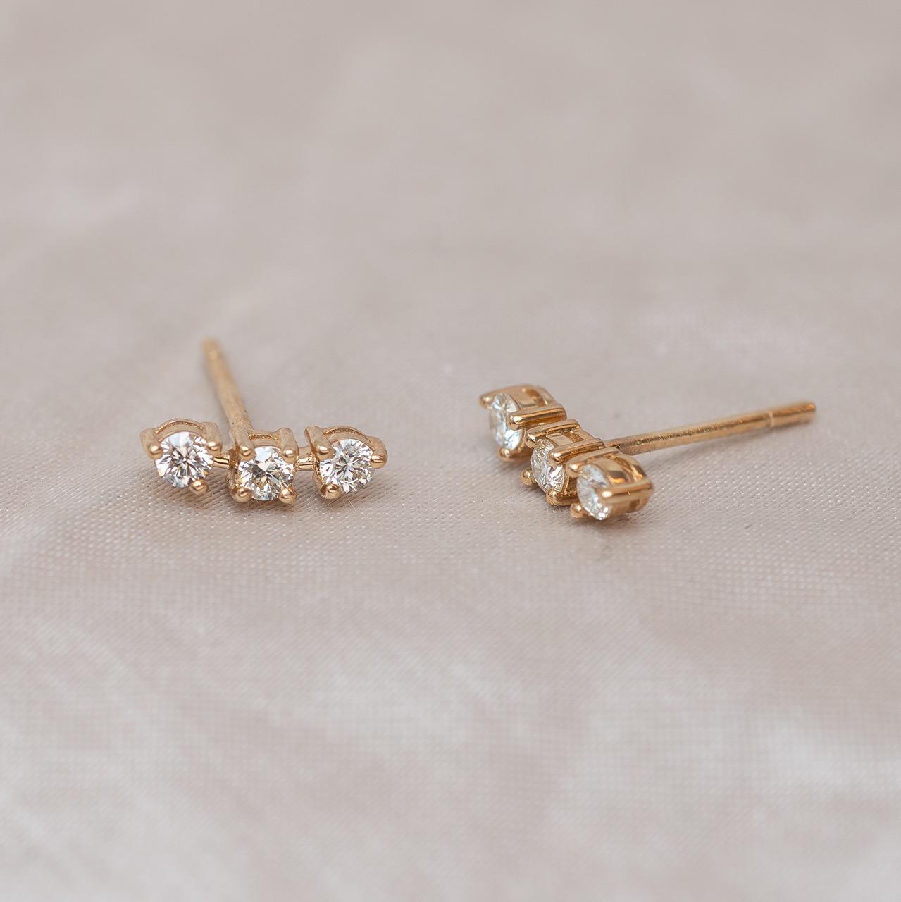 Maxi trio diamond stud earring, yellow gold