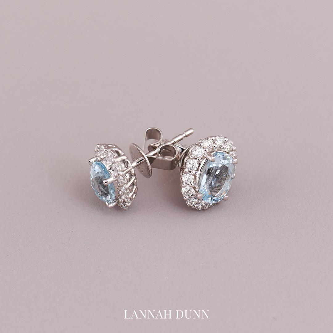 18ct gold aquamarine and diamond stud earrings Lannah Dunn Brisbane