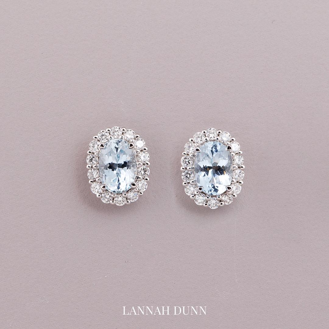 18ct gold aquamarine and diamond stud earrings Lannah Dunn Brisbane