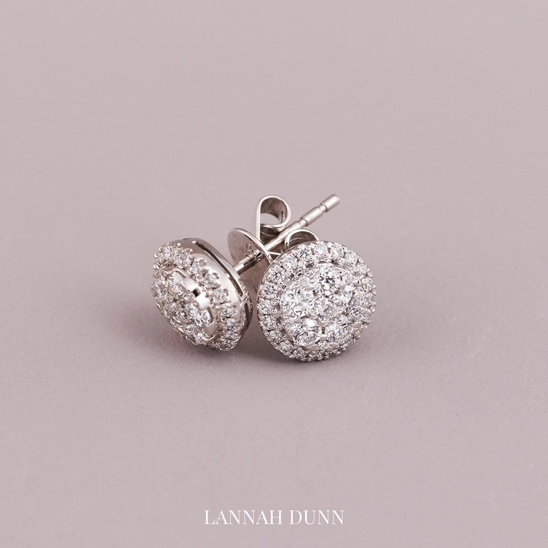 18ct white gold natural white diamond cluster stud earring Lannah Dunn Brisbane 
