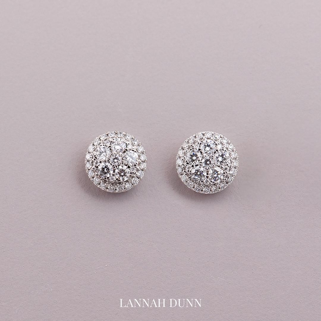 18ct white gold natural white diamond cluster stud earring Lannah Dunn Brisbane 