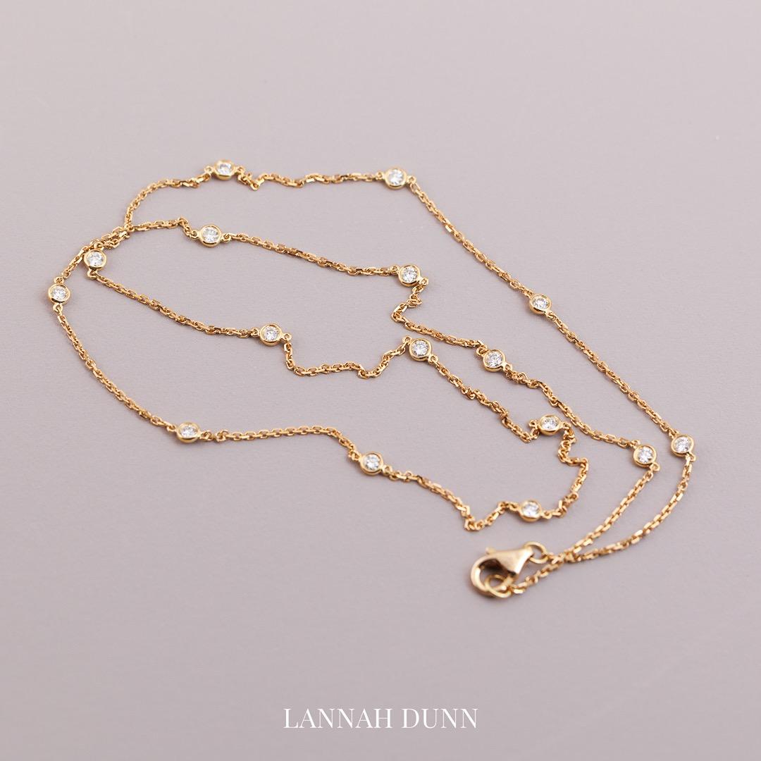 High carat gold and natural diamond spacer necklace