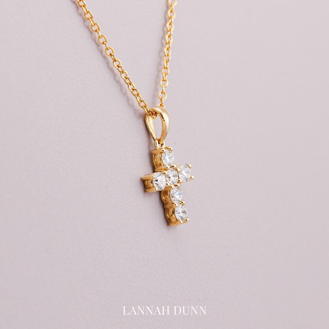 Diamond set chunky cross pendant