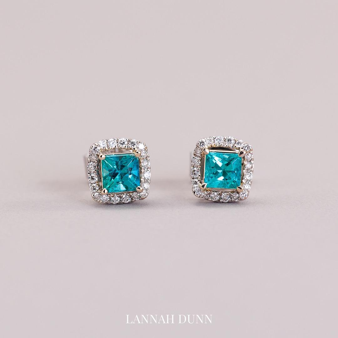 Emerald & diamond stud earrings